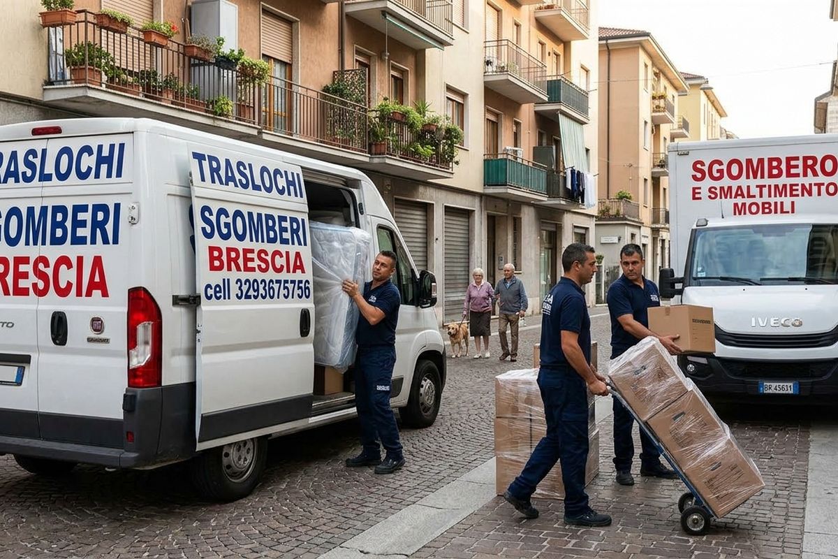 Squadra Traslochi Sgomberi Brescia carica un furgone